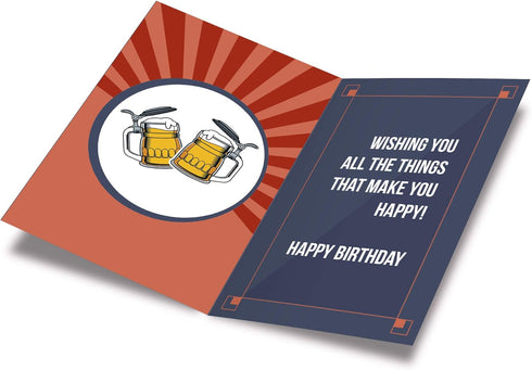 Prime Greetings Cheers and Happy Birthday Card for Brother, Eco-Friendly, Made in America, 5in x 7.75in with Premium