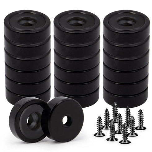 Black Industrial Neodymium Magnets, Heavy Duty Cup Magnets with Holes, Material Handling Rare Earth, 20 Pack