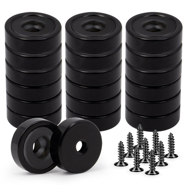Black Industrial Neodymium Magnets, Heavy Duty Cup Magnets with Holes, Material Handling Rare Earth, 20 Pack