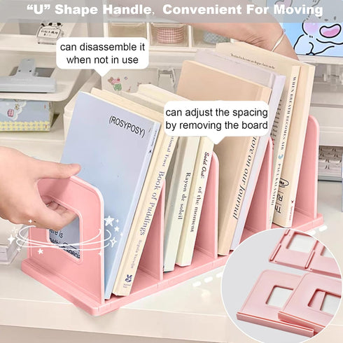 Marte Vanci 4 Slots Desktop File Sorter Organizer, Thickened Plastic Magazine Holder for Office Desk Kitchen Shelf