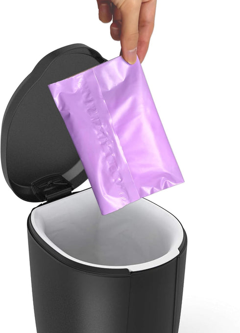300 10" 6" Disposable Sanitary Bags, Pcs, Purple, Self-sealing, Odor-proof, Rectangular, Plastic, x Bags for Feminine