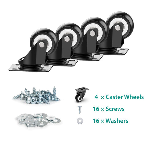 2 Inch Swivel Caster Wheels - Heavy Duty Casters Without Brake, Total Capacity 600lbs (Pack of 4)