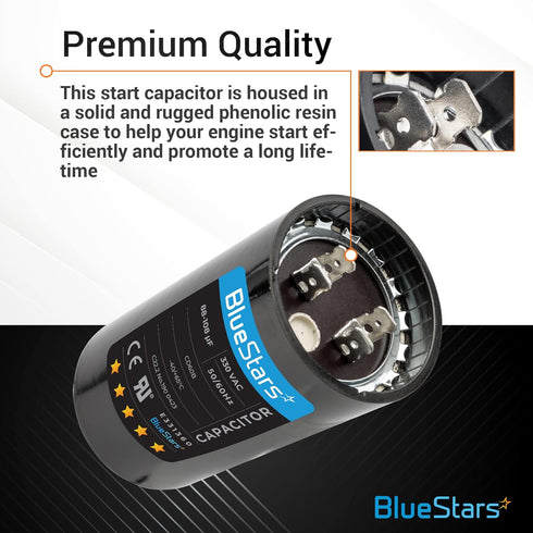 BlueStars 88-108 uf mfd 330VAC Volts Round Motor Start Capacitor, 50/60 Hz AC Electric Replacement Part.