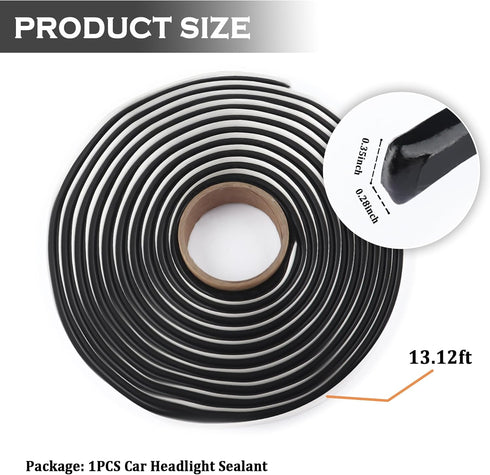 13FT Car Headlight Sealant Butyl Tape,Butyl Rubber Sealant Blocks Dust Water Noise,Universal Butyl Sealant Tape Car Accessories for Car Headlights Taillights Windshield Doors by Stacool
