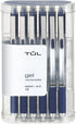 TUL Gel Pens, Retractable, Medium Point, 0.7 mm, Gray Barrel, Blue Ink, Pack of 12