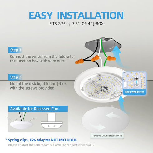 6" Dimmable 16.5W 4000K 1100Lm, ECOELER LED Disk Light, Flush Mount Ceiling Lights, Daylight, Cool White Surface Mount