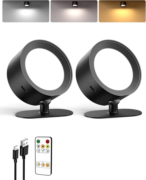 LED Wall Mounted Lights,Rechargeable Wall Sconces Lamp for Bedroom,3 Color Temps &