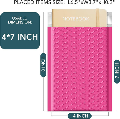 Metronic 4x8 Inch Bubble Mailer, 50 Pack Pink Waterproof Padded Envelopes, Self-Seal Adhesion for Jewelry