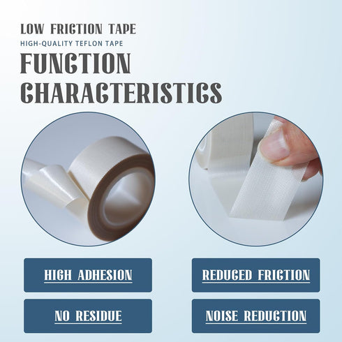 1 Roll Low Friction Tape, 1 Inch x 33 Feet, Squeak Resistant, Surface Protection Tape for Drawer, Cabinet, Furniture,