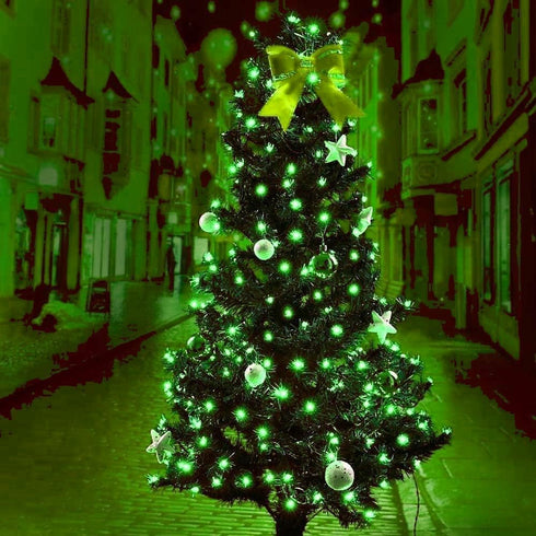 Taoushuleng 40ft 100 8 Solar String Lights Outdoor, Blackish Green Wire, LED with Lighting Modes