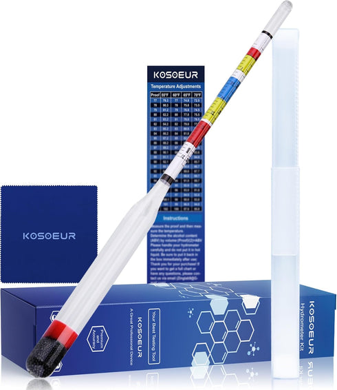 Triple Scale Hydrometer, Alcohol Hydrometer for Wine, Mead, Kombucha & Beer Brewing Supplies