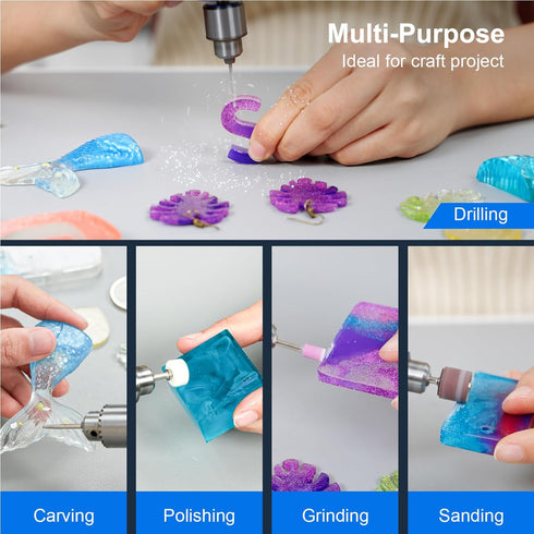 Resin Polishing Kit, Winartton Rotary Tool Kit for Resin Molding, Manicure, Wooden DIY Crafts, Electric Resin Drill