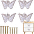 4 Pcs White Butterfly Creative Cabinet Drawer Handle, Zinc Alloy Knob for Wardrobe Dresser Door