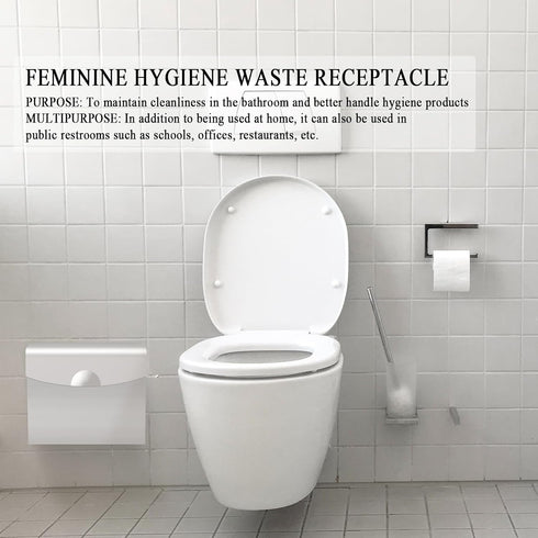 9.4x7.8x3.5 inches Sanitary Napkin Receptacle with Hygiene Disposal Bags and Trash Bag, Stainless Steel Wall Mounted