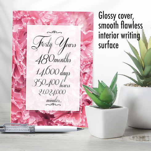 NobleWorks 40th Milestone Anniversary Congratulations Notecard - 40 Years of Loving Marriage, Envelope for Men, Women