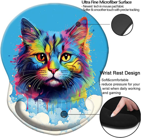 Wrist Support Mouse Pad Non-Slip Rubber Base, Wrist Rest Mousepad 8.75in X7.5in for Home Office Computer Laptop