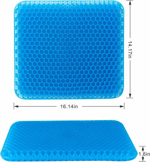 Yunqing (16x14x1.6 inch) Gel Seat Cushion, Chair Cushions with Non-Slip Cover, Breathable Honeycomb Car Seat Cushion