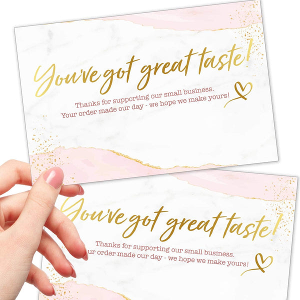T MARIE 50 Large Gold Foil 4x6 Thank You Postcards Small Business