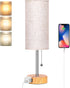 Dott Arts Table Lamp for Bedroom, 3-Color Bedside Lamps with Pull Chain,
