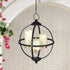 SUNNYPARK 3 12.6" Battery Operated Outdoor Candle Chandelier - Black and Gold Metal Globe Hanging Pendant Light