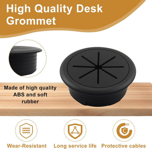 Jiozermi 4 2 Inch Grommet, Grommet Pcs Black Desk Plastic Desk Hole Cover for Cables, Wire Cable Cord Organizer
