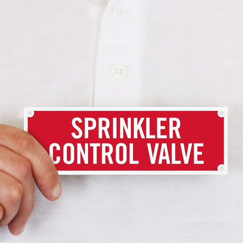 SmartSign SE-5032-ERE-REF-2x6 "Sprinkler Control Valve" Tag, 2" x 6" Engineer Grade Reflective White on Red