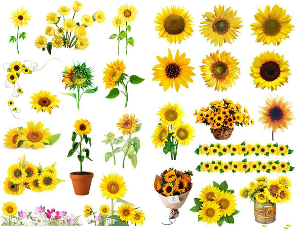 Seasonstorm Yellow Sunflowers Aesthetic Diary, Travel Journal Paper Stickers for Scrapbooking Stationery