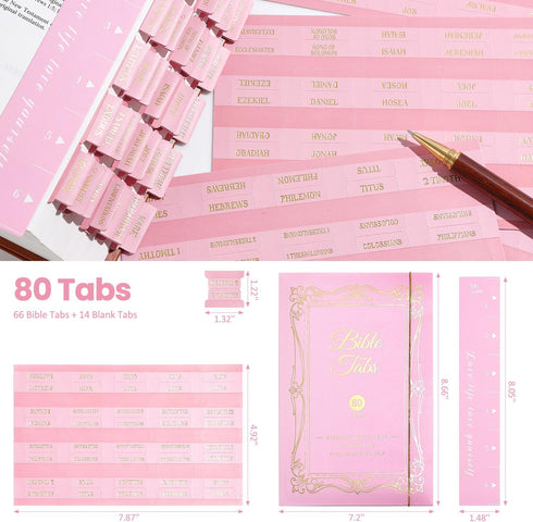 66 14 Leather Bible Tabs, Bible Tabs for Women and Men(Gold Foil Lettering) Large Print Stickers, Easy to Read