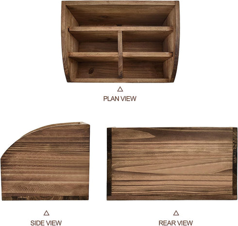 Wooden Desk Organizer - Solid Wood Pen Holder for Desktop, No Assembly Needed, Home Office Supplies Storage