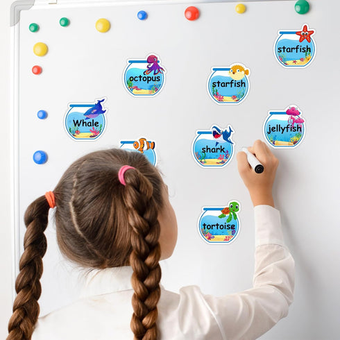 Whaline 24 Packs Sea Animal Sticky Notes, Fishbowl Shaped Notepads, 12 Designs Ocean Memo Pads for Office School