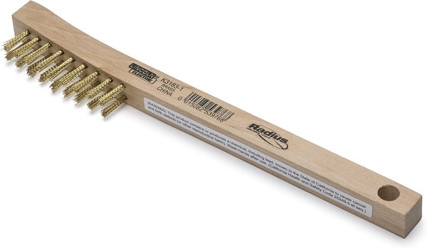 Lincoln Electric K3183-1 Brass Wire Brush, 8.75" Length, 2 x 9 Bristle Rows, Curved Handle