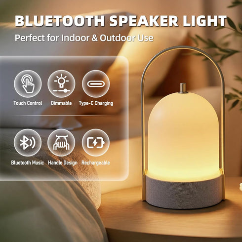 3 Dimmable 1 Pack LED Table Lamps Wireless with Bluetooth Speaker, USB-Powered Music Table Lamp with Light Modes