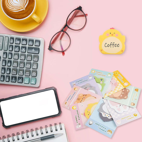 Cute 8 Packs Kawaii Chick Sticky Notes - Aesthetic Cartoon Inspirational Sticky Notes for Office School Gifts
