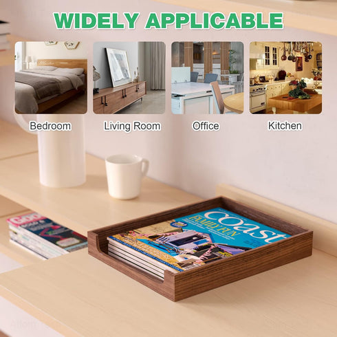Wooden Letter Tray, Natural Pine Wood Desktop Organizer, Multi-Functional Storage for Office Kitchen, Stackable