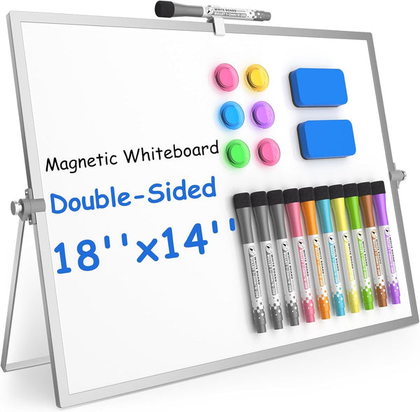 Grtard 18''x14'' Magnetic Dry Erase Board with Stand, Double-Sided Large Easel for Kids Drawing and Home Use