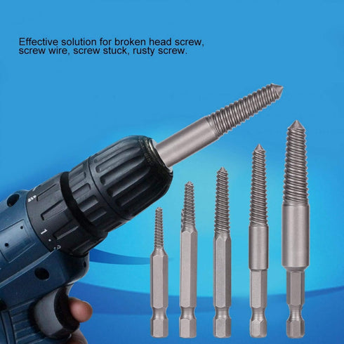 5pcs Broken Head Screw Extractor Tool Kit for Damaged Bolts Removal