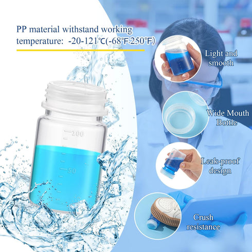 12 Bottles(Clear,3oz 100ml,Wide Tatuo Pcs Plastic Sample Bottles with Screw Cap, Liquid Containers with Lid for Lab
