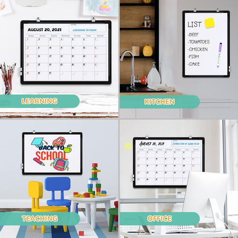 Small Monthly Calendar Dry Erase Whiteboard for Wall, 16in x 12in Magnetic Board, Portable for Kitchen, Planning