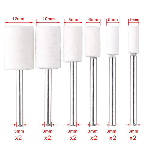 AUSTOR 24 Pieces Wool Felt Mounted Mandrel Set with 2 Shaped and 6 Sizes Polishing Buffing Wheel Bits for Dremel Rotary