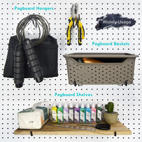 8PACK Pegboard Shelf Hooks, 6" Metal Utility Hook Set, 1/4 inch Organizer Accessories for Garage, Art Craft Room