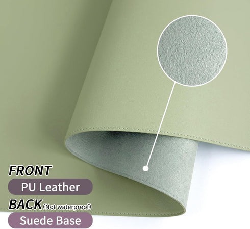Decor(31.515.7 Inches) Light Green Desk Mat with Stitched Edges, Large Mouse Pad, Non-Slip Desk Protector Mat, Leather
