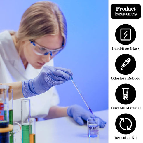 3Pcs Glass Pipettes Dropper, 10ml Graduated Liquid Dropper with Rubber Bulb and Cleaning Brush for Essential Oil