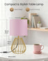 2700K Bulb DP06TL05 Pink and Gold Table Lamp, Small Bedside Lamp with Metal Base & Pink Linen Lampshade, Modern