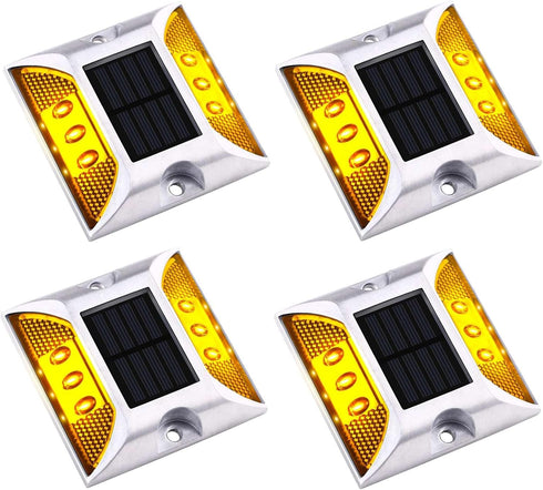 Aolyty Solar Driveway Dock Lights, IP68 Waterproof Solar Deck Light Outdoor Warning