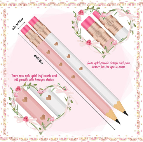 CHENGU 48 Pcs Half Pencils with Eraser, Mini Pencils for Wedding Party Favors