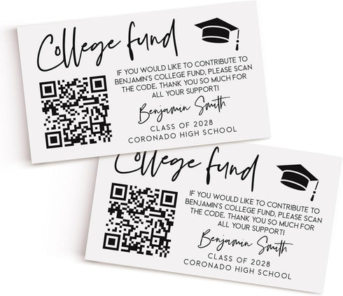 All Ewired Up Graduation QR Code Insert Card for Invitations, Personalized Graduation Party Insert, College