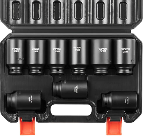 VEVOR 1/2" Drive Impact Socket Set, 9 Piece Deep Socket Set Metric