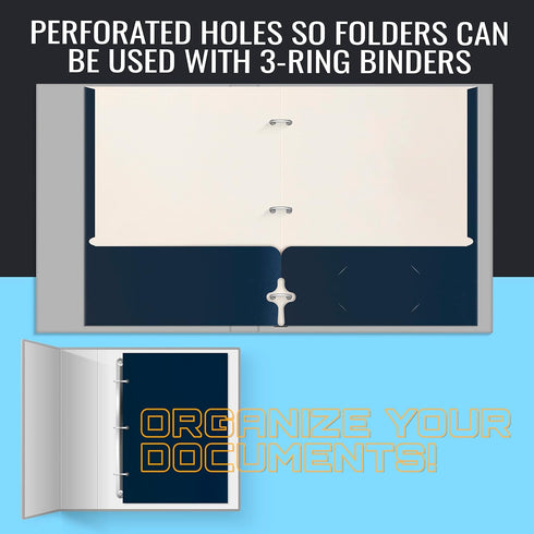 Better Office Products 50-Pack Two Pocket Portfolio Folders, Navy Blue, Letter Size Paper Folders, 50 Pieces, Dark Blue