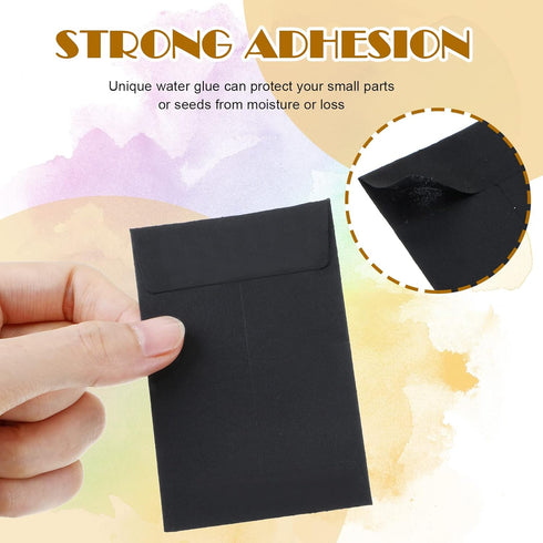 Geyee 500 Pcs Small Coin Envelopes, Self Adhesive Mini Envelopes for Cash, Black, 2.25 x 3.5 Inch