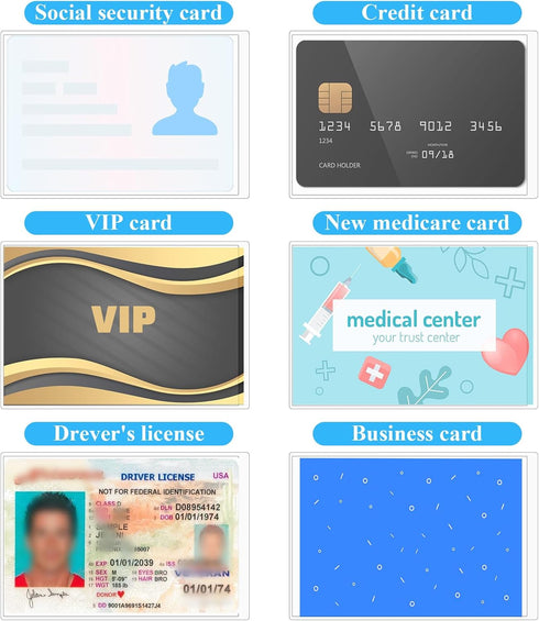 Bruislard 20 Pack Social Security Card Protector Sleeves Clear Medicare Card Holder Soft Waterproof Plastic Credit